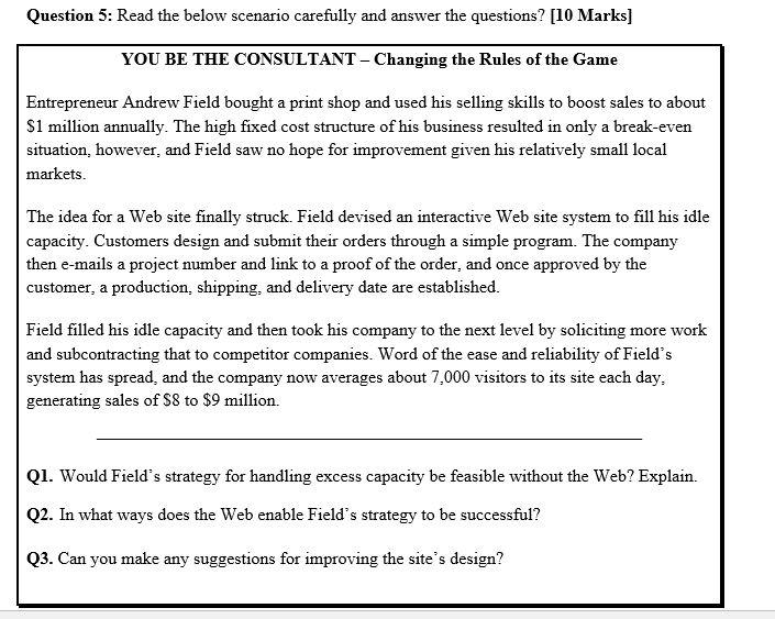 ANSWER ASAP Question 5: Read the below scenario