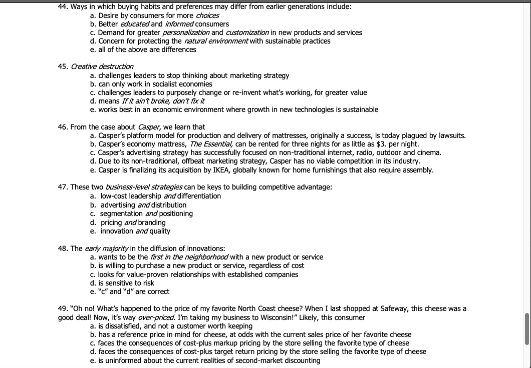 44. Ways in which buying habits and preferences