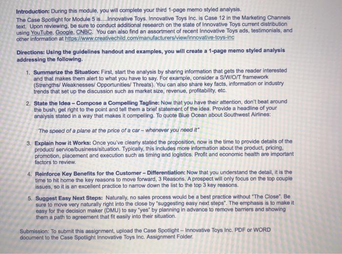 PA CASE 12 Innovative Toys Inc. Consumer Shopping