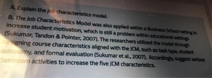 explain the job characteristics model No missing