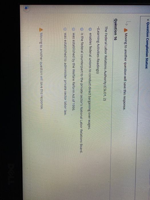 Question Completion Status: A Moving to another