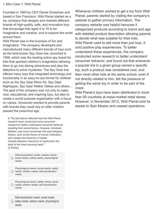 1. Mini Case 1: Wild Planet Founded in 1993 by