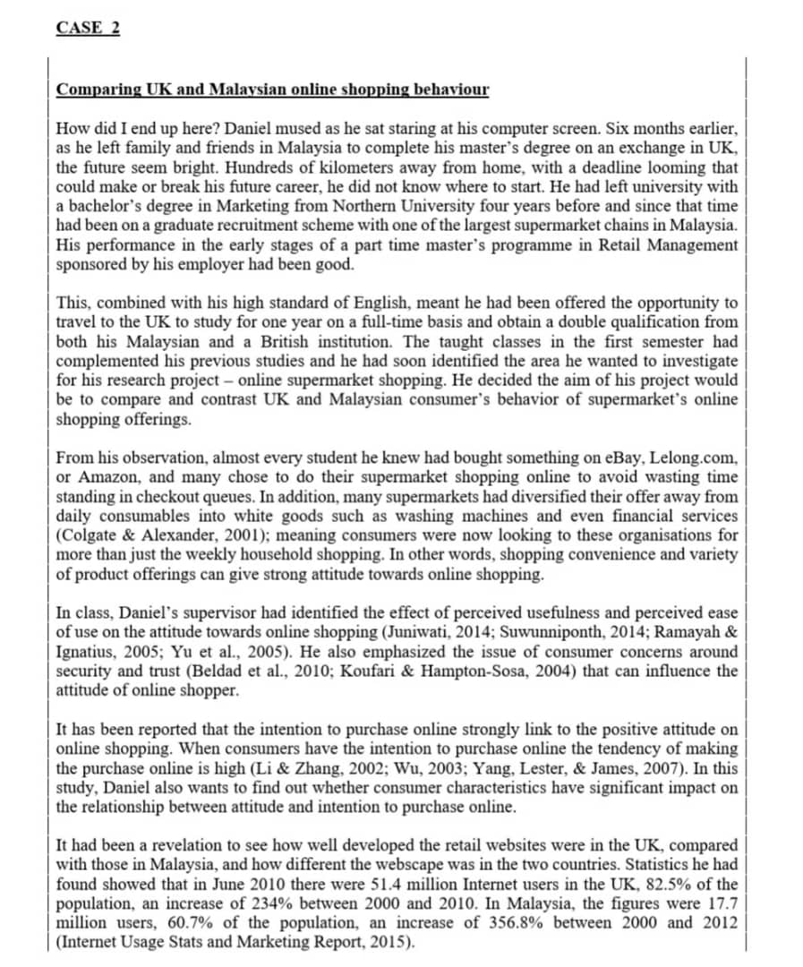 CASE 2 Comparing UK and Malaysian online shopping