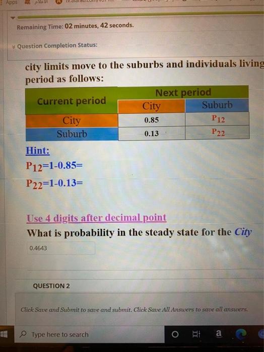 Apps Remaining Time: 02 minutes, 42 seconds.