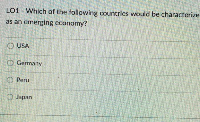 LO1 - Which of the following countries would be