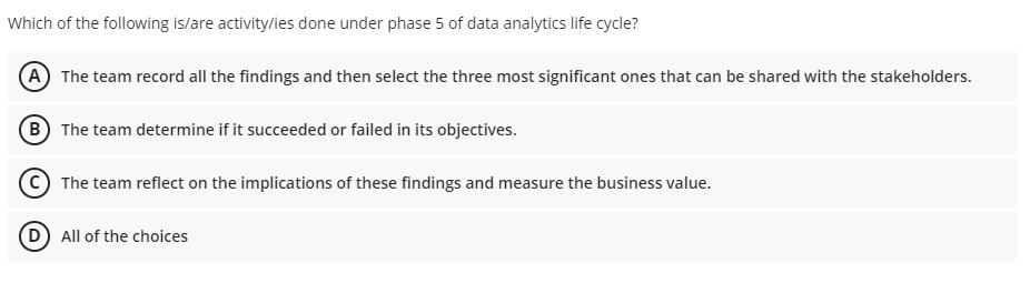 Which of the following is/are activity/ies done