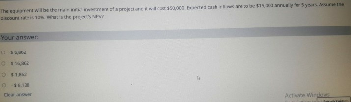 The equipment will be the main initial investment