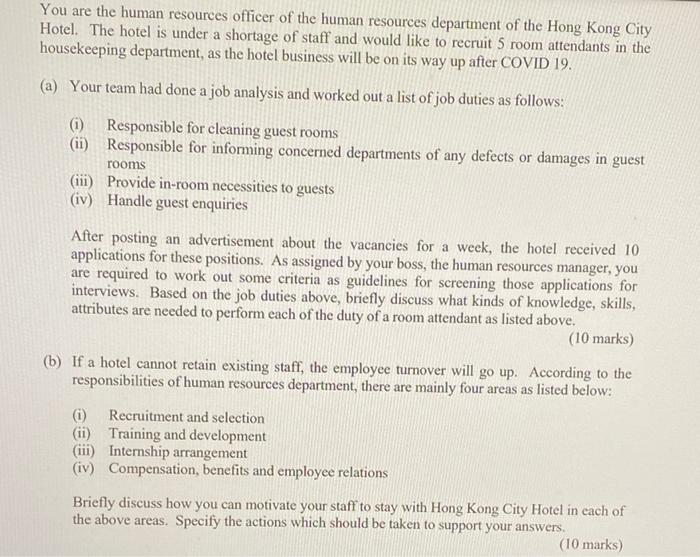 You are the human resources officer of the human