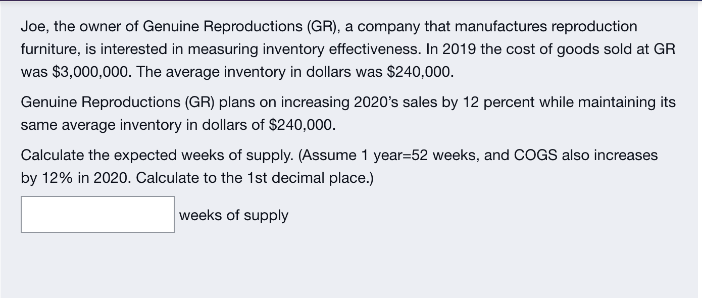 Joe, the owner of Genuine Reproductions (GR), a