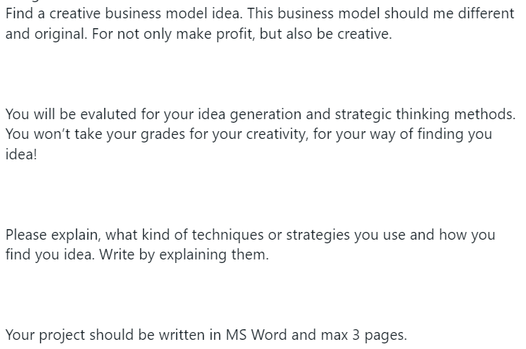 Please have a good business idea and write all