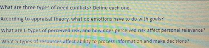 What are three types of need conflicts? Define
