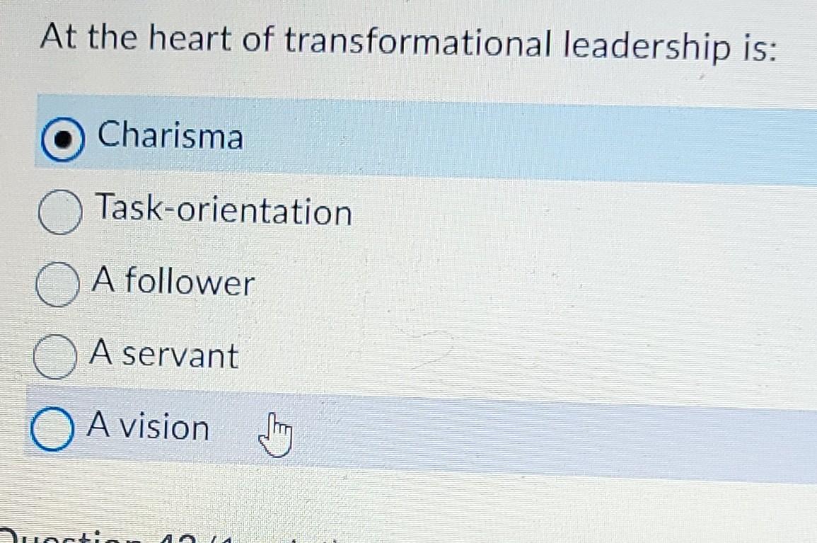 At the heart of transformational leadership is: