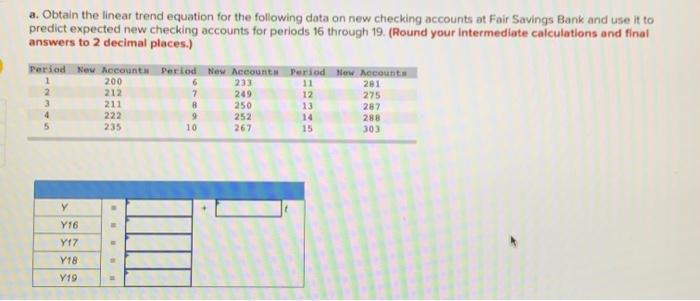 Obtain the linear trend equation for the