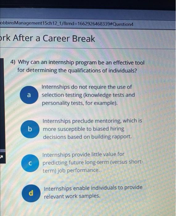 4) Why can an internship program be an effective