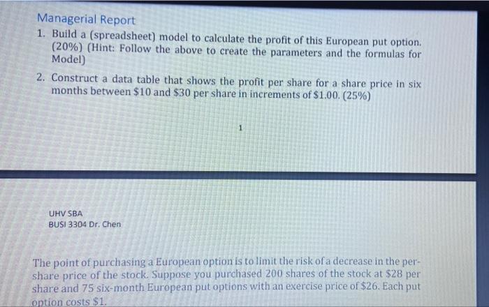 please clearly answer Q 1 & 2 in an Excel format
