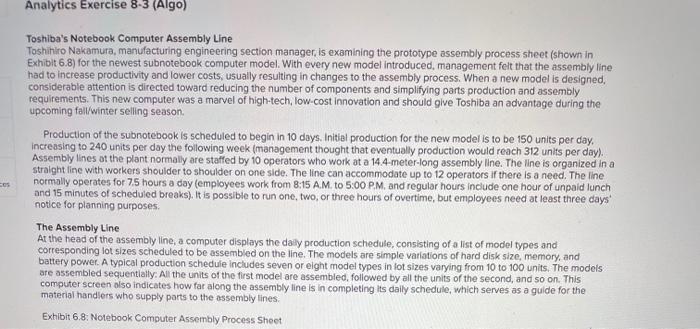 Analytics Exercise 8-3 (Algo) Toshiba's Notebook