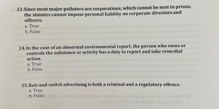 23. Since most major polluters are corporations,