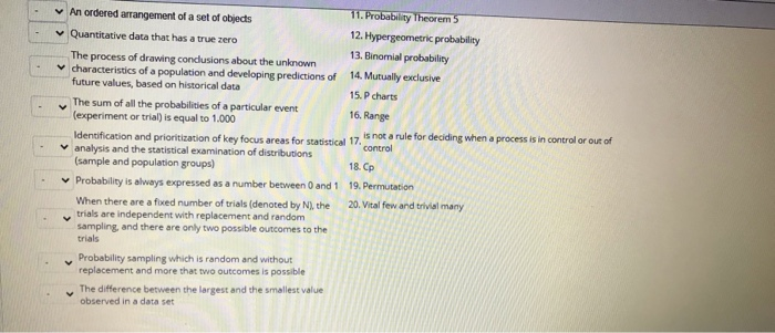 QUESTION 2 20 points Question 2. Match each term