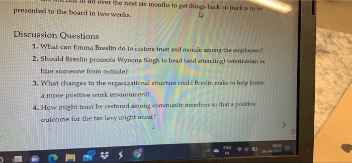 ad over the next six months to get things back on