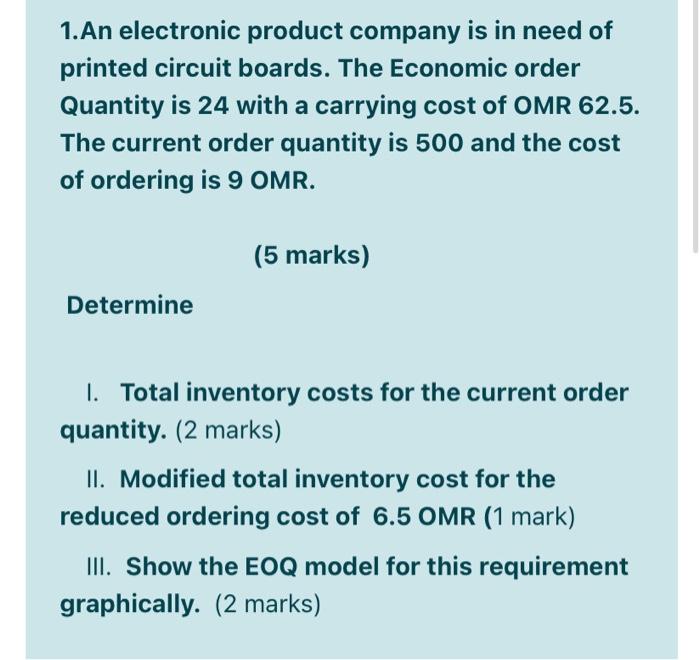 1.An electronic product company is in need of