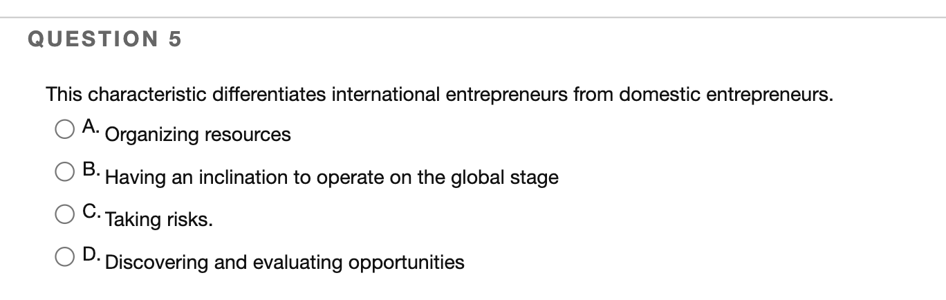 This characteristic differentiates international