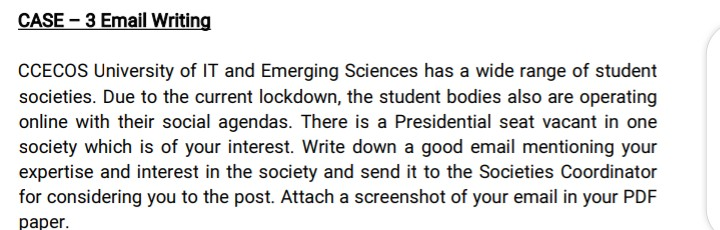 CASE - 3 Email Writing CCECOS University of IT