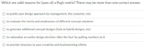 Which are valid reasons for (uses of) a Pugh