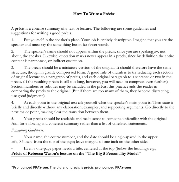 Write a precis of 100 words on personality and