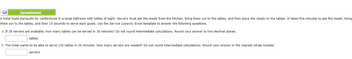 ELE Spreadsheet A hotel hosts banquets for