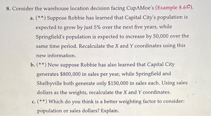 please answer all parts Consider the warehouse