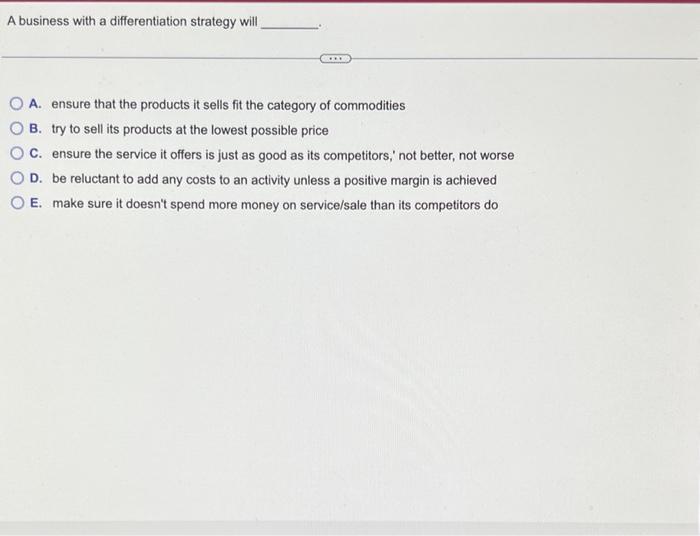 A business with a differentiation strategy will