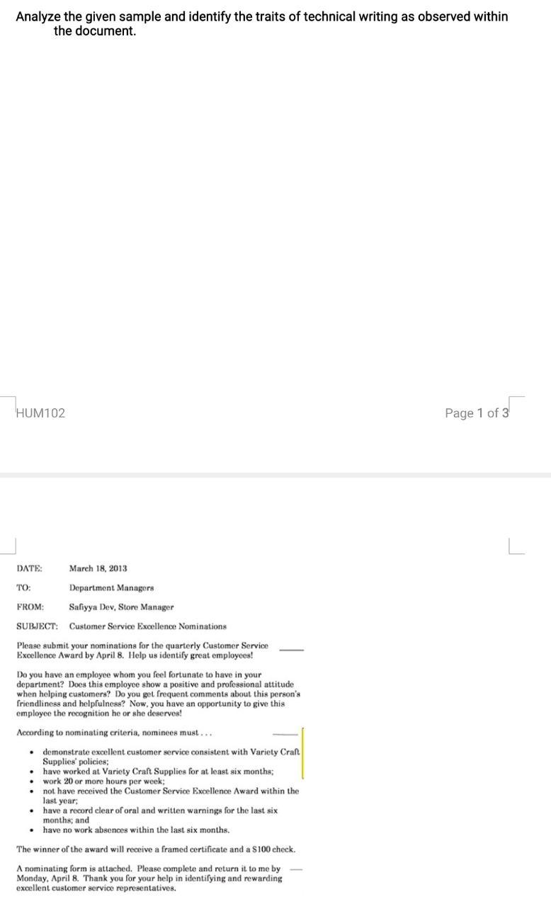 Analyze the given sample and identify the traits