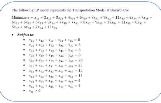 The following LP model represents the