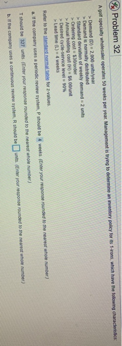 correct answer for B Problem 32 A golf specialty