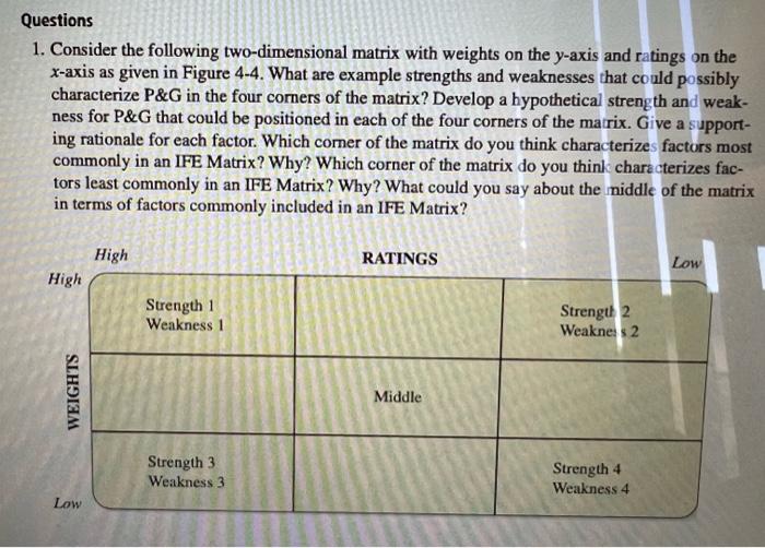 1. Consider the following two-dimensional matrix