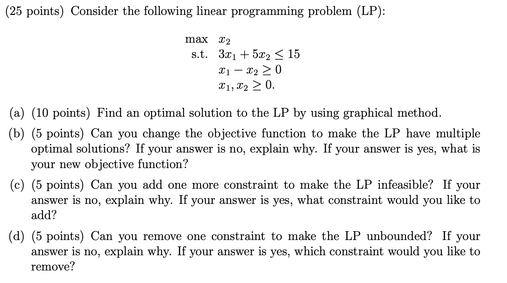 (25 points) Consider the following linear