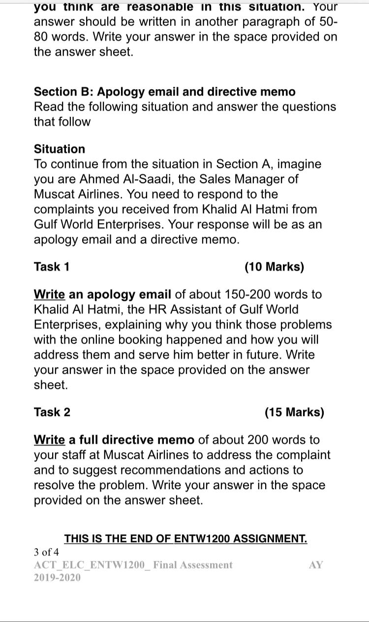 ENTW1200 Final Assessment The assignment is in