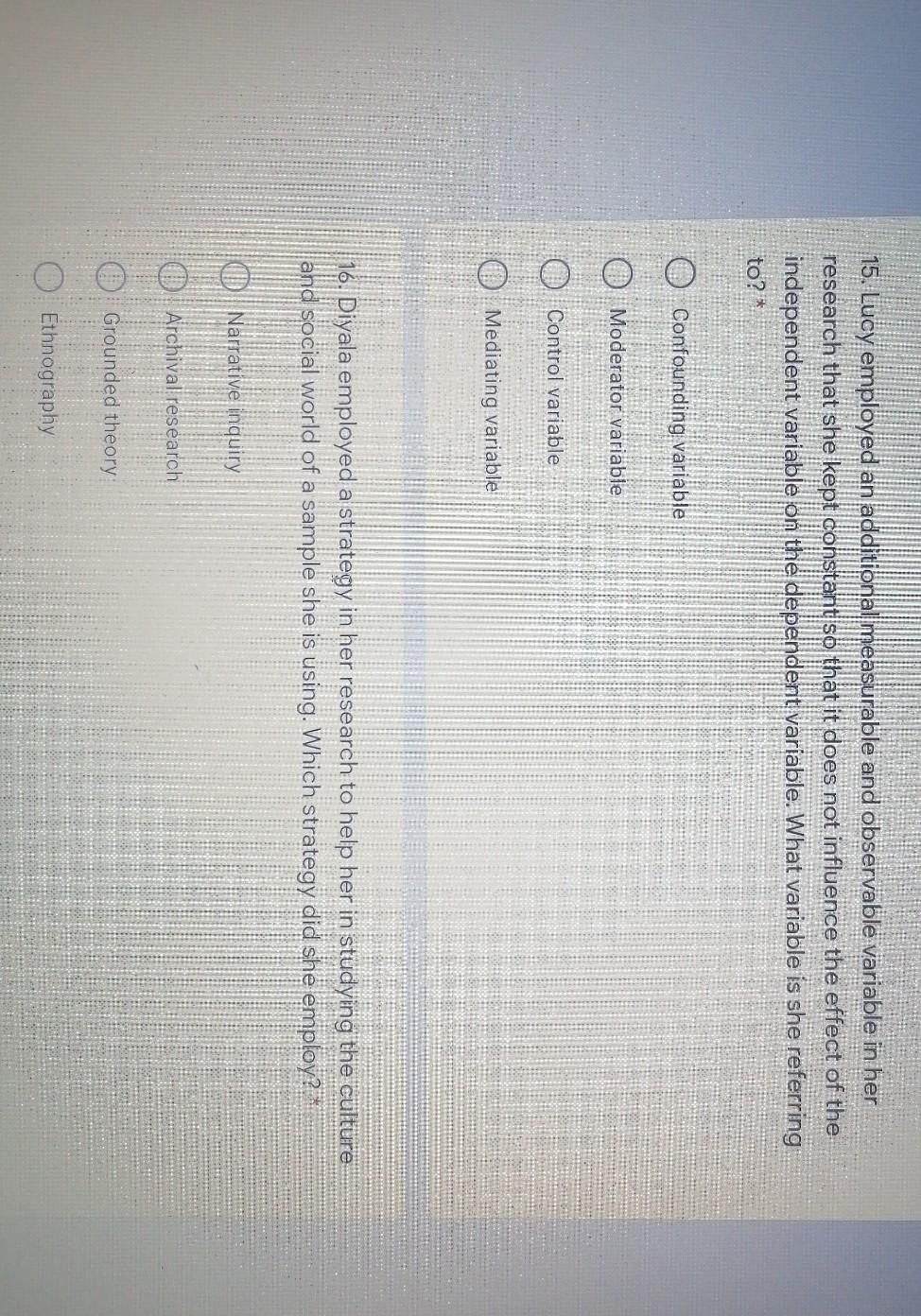 15. Lucy employed an additional measurable and