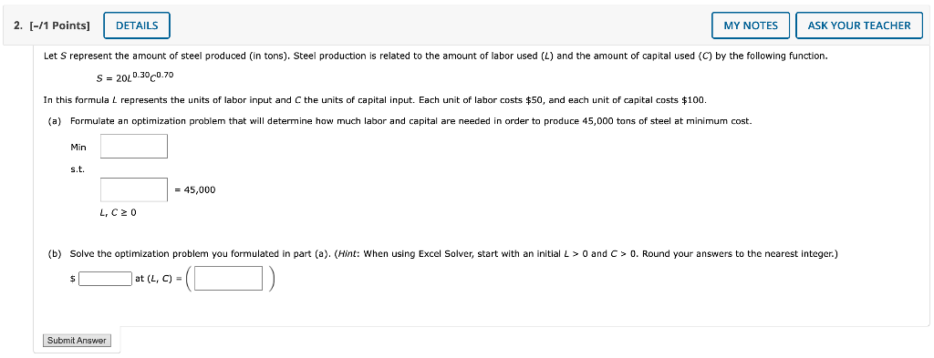 Chapter 14 Quiz #2 2. (-/1 Points] DETAILS MY