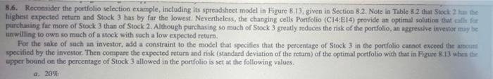 8.6. Reconsider the portfolio selection example,