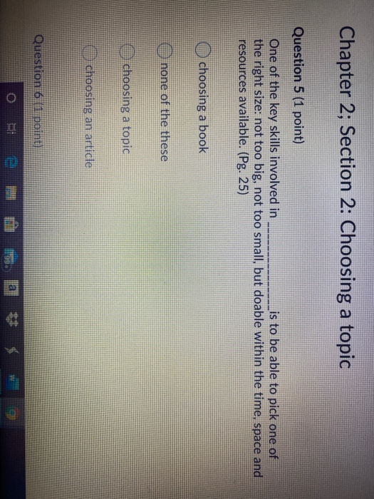 Chapter 2; Section 2: Choosing a topic Question 5