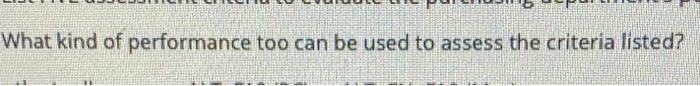 What kind of performance too can be used to