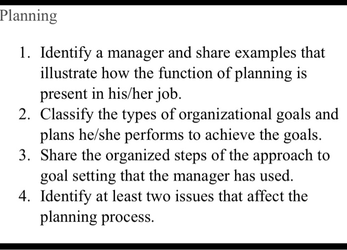 identify a manager and share examples that
