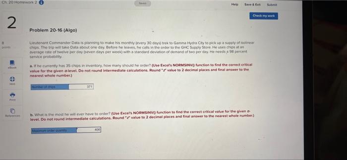 CH 20 Homework 2 Help Save an Check my work 2