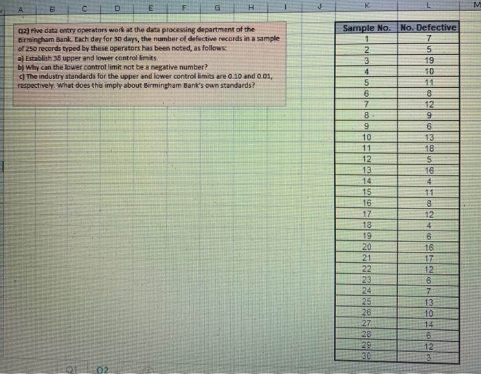 B M H G Q2) Five data entry operators work at the