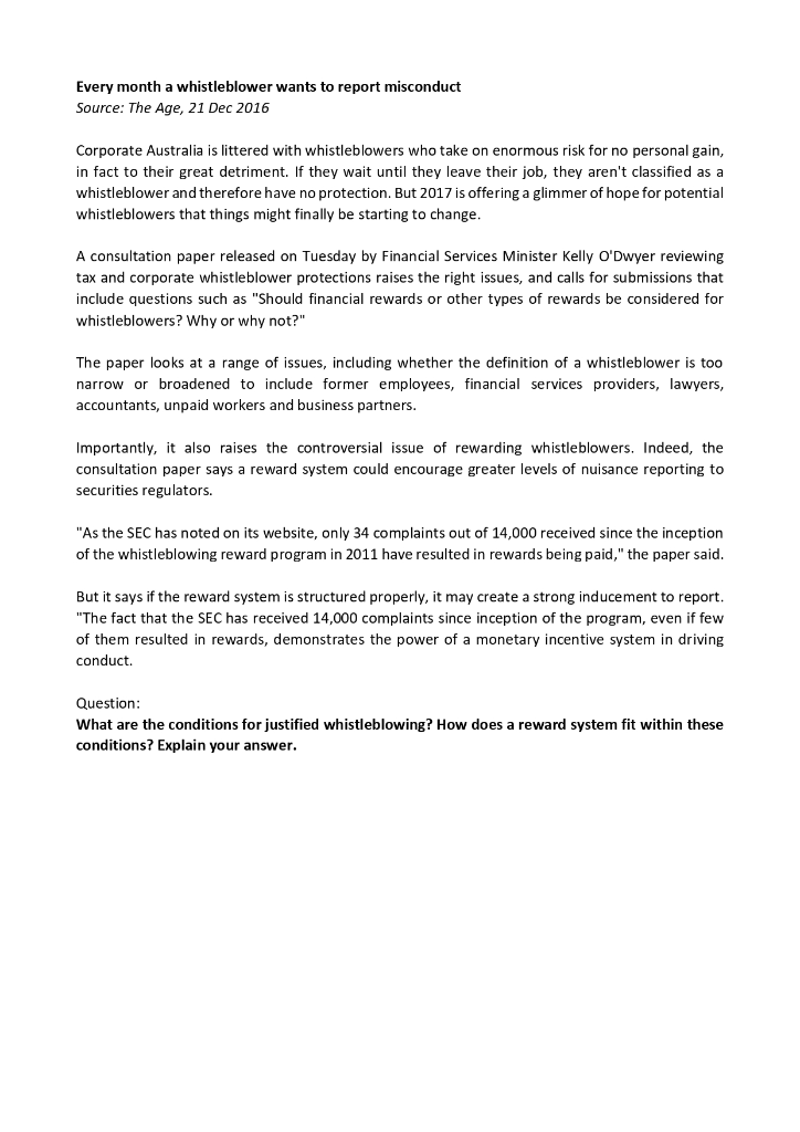 Please thoroughly read this article and briefly