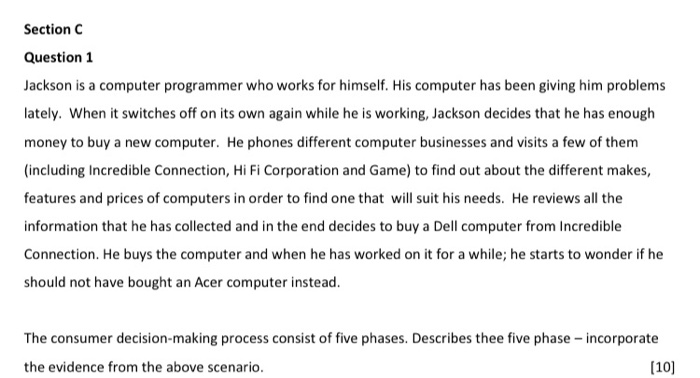 Section C Question 1 Jackson is a computer