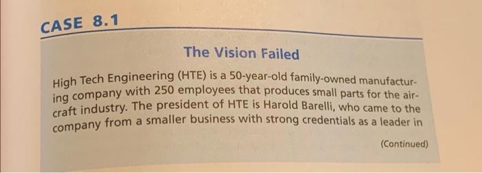 please answer question 4 3) Case 8.1 : The Vision