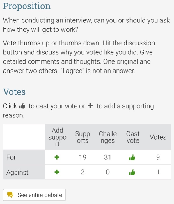 Proposition When conducting an interview, can you