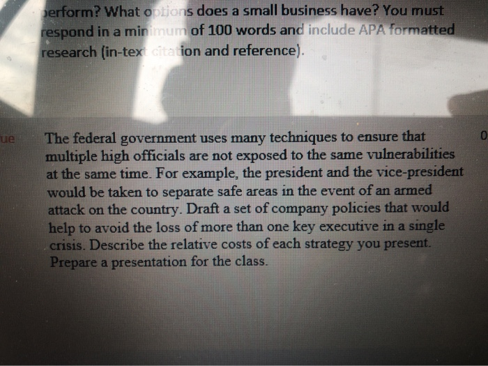 perform? What options does a small business have?